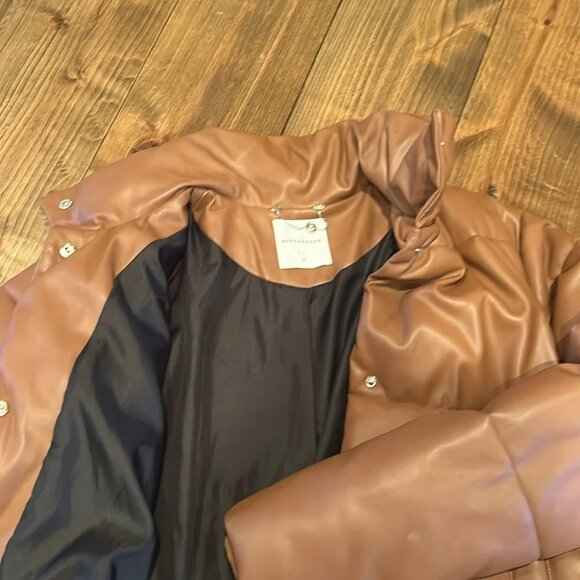 Rino & Pelle Brown Faux Leather Puffer | | Size 42 or women’s 10 - Picture 3 of 4